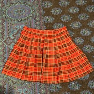 Love Tree Red and Black Plaid Pleated Mini Skirt, Size S